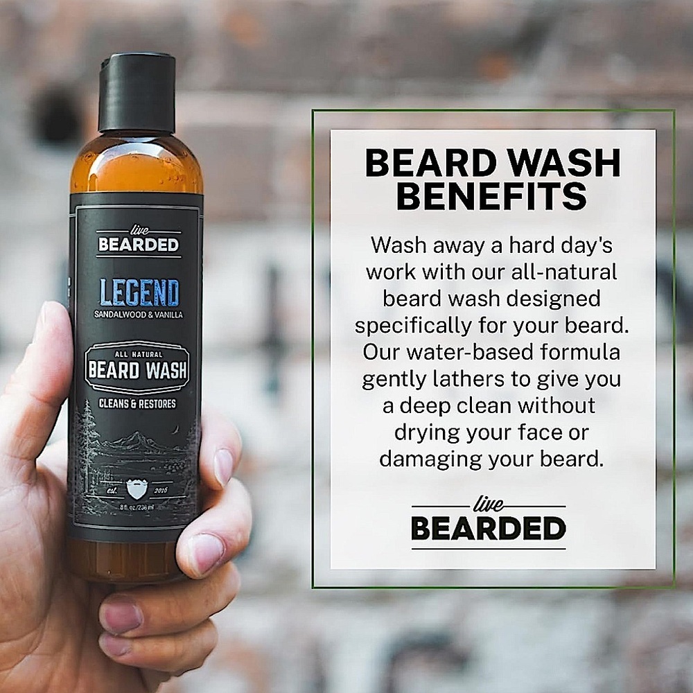 Live Bearded Legend Sandalwood & Vanilla All Natural Beard Wash 8oz - Picture 3 of 3